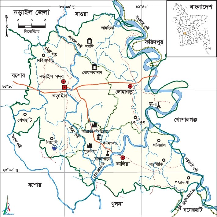 নড়াইল জেলার ম্যাপ